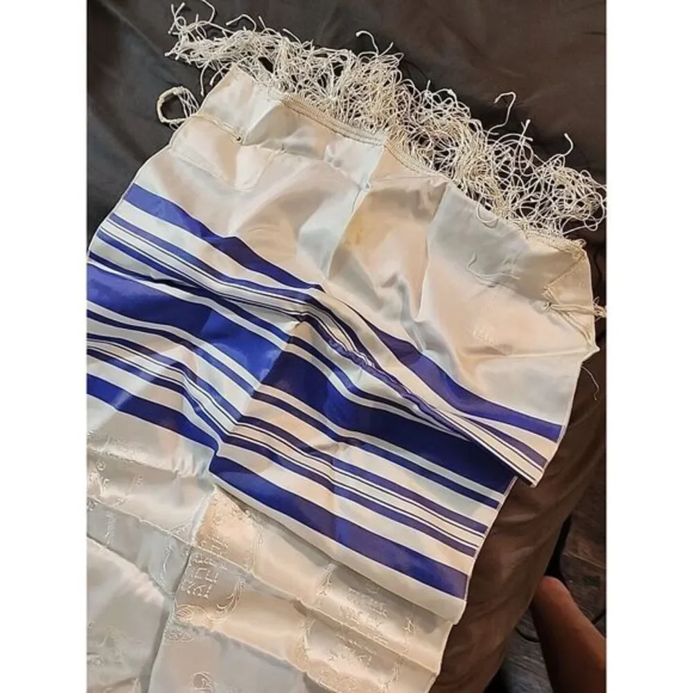 Blue and Silver Stripe Shvotim Tallis‎ 58 Long X 15 Wide